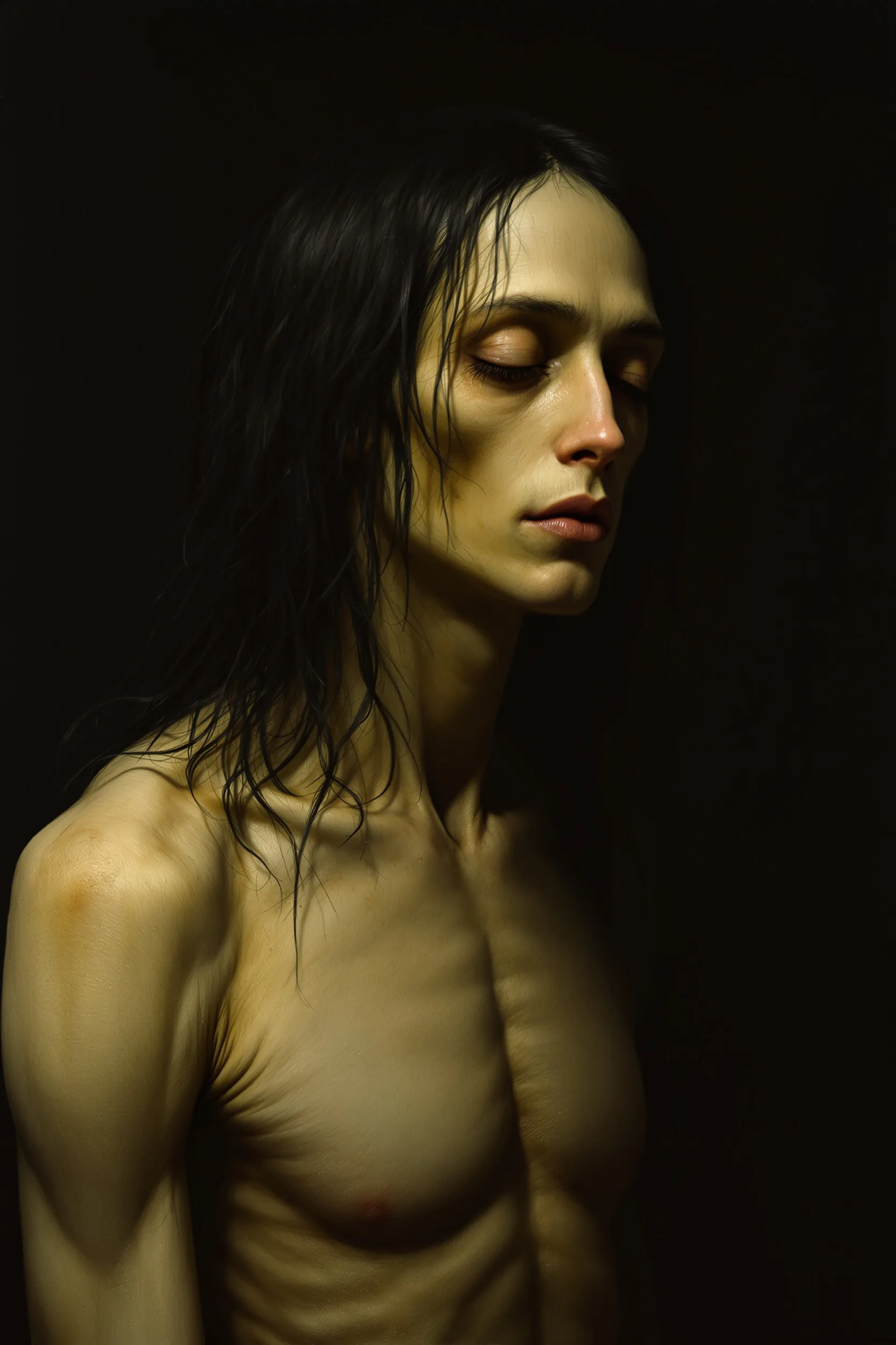 Frankenstein demonstration cover: a Gothic figure of sallow skin and flowing dark hair